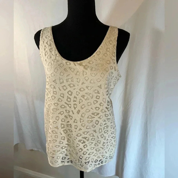 Ann Taylor Tops - Anne Taylor LOFT Cream Crochet Sleeveless Tunic Top - Size Small Petite